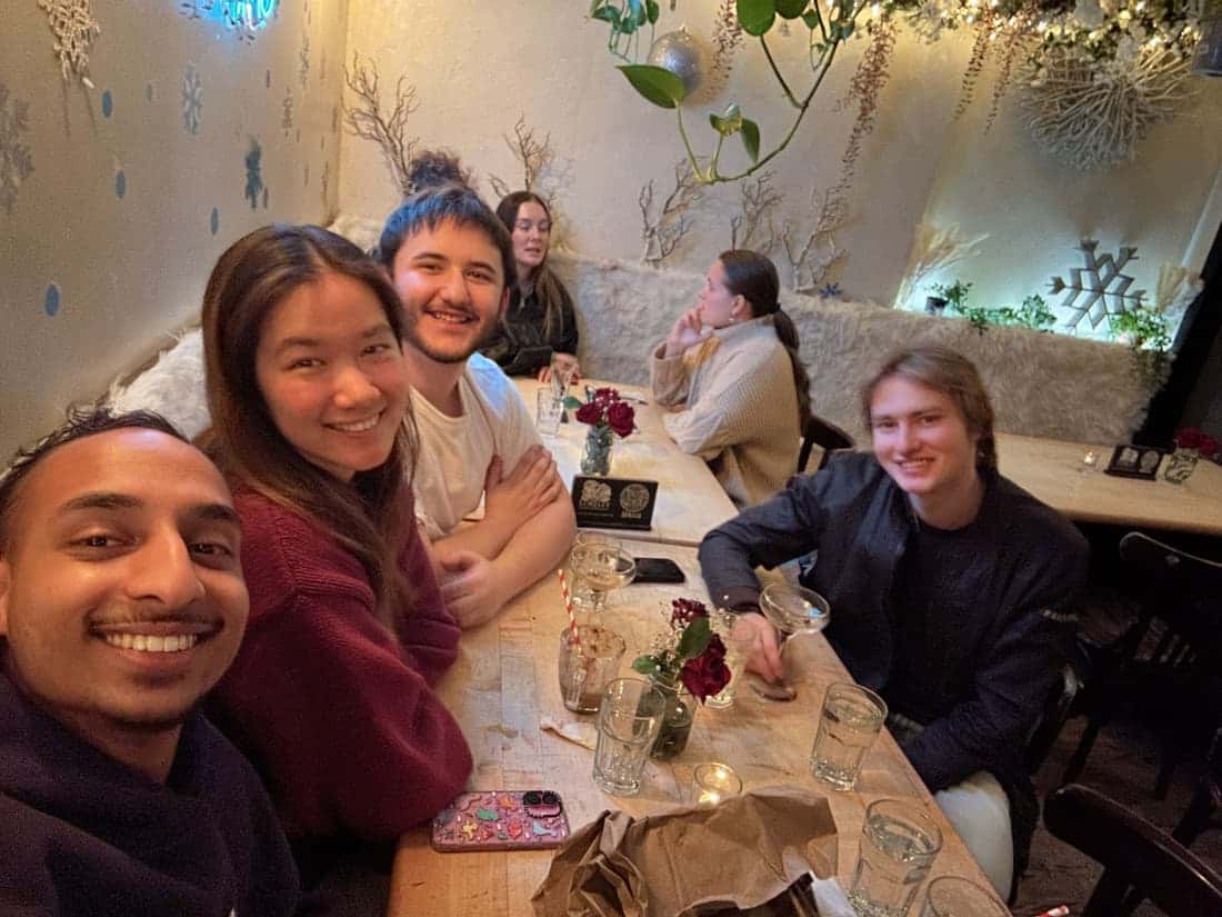 drinks after a team dinner